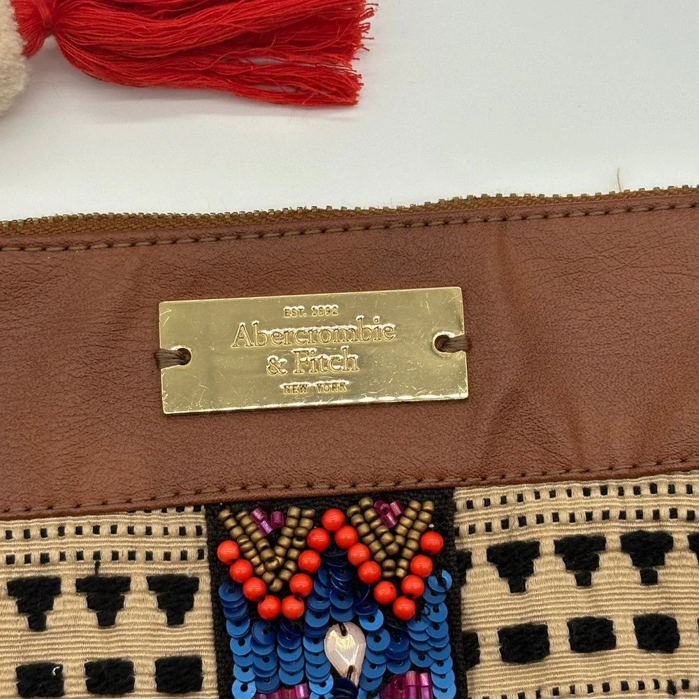 Abercrombie &‎ Fitch Beaded Sequin Clutch Purse Evening Bag with Tassel